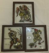 A set of three 19th Century painted glas