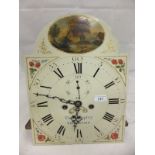 A long case clock dial with Roman numerals to the enamel dial and subsidiary seconds dial with
