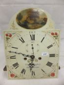 A long case clock dial with Roman numerals to the enamel dial and subsidiary seconds dial with
