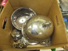 A box containing assorted plated wares t