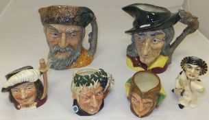 A collection of Royal Doulton and other character jugs, to include Royal Doulton "Bacchus", model