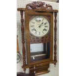 An A. Daniels of Tetbury mahogany framed pendulum wall clock with Roman numerals to the dial