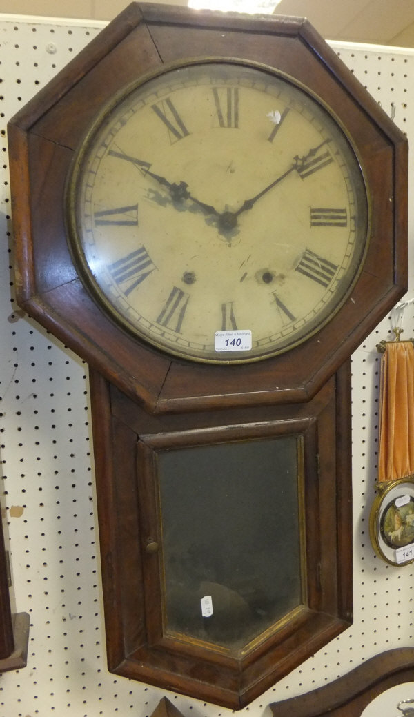 A Victorian walnut cased drop dial wall