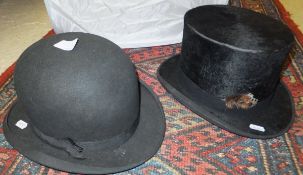 A black silk top hat by Hope Brothers, t