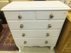 A painted Victorian pine chest of two sh