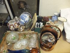 Three boxes of assorted china and glass