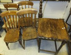 Three kitchen chairs, a 19th century din
