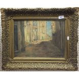 ENGLISH SCHOOL "French cathedral" interior scene, in the manner of D'Oyly John, oil on canvas,