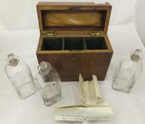 A three section liqueur bottle box with