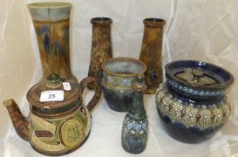 A collection of Royal Doulton and Doulton Lambeth Stoneware to include a Doulton Lambeth teapot