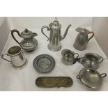 Assorted white metal and pewter items to