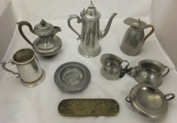 Assorted white metal and pewter items to