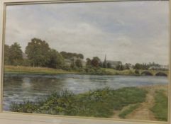 A. J. MAKINSON "Town by river", watercol