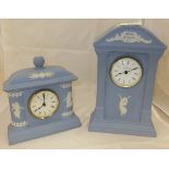 Two Wedgwood blue Jasper ware time pieces CONDITION REPORTS Overall with some general wear, scuffs