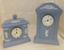 Two Wedgwood blue Jasper ware time pieces CONDITION REPORTS Overall with some general wear, scuffs