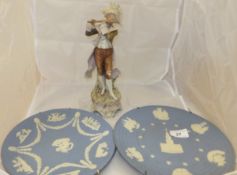 Two Wedgwood blue Jasper ware wall plate