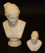 V C MARSHALL Marble bust of lady with ha