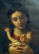 19TH CENTURY ITALIAN SCHOOL IN THE OLD MASTER MANNER "Madonna and child", oil on canvas, unsigned,