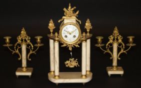 A late 19th Century French clock garnitu