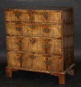 An early 18th Century walnut chest, the