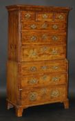 An 18th Century walnut chest on chest, t