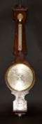 A 19th Century mahogany and ebony banded banjo barometer, the circular silvered dial with