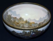 A late 19th Century Meiji period Japanese Satsuma ware bowl, the centrefield decorated with women in