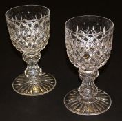 A pair of Victorian heavy cut glass gobl