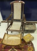 A Victorian caned folding campaign chair