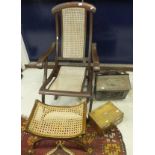 A Victorian caned folding campaign chair