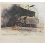 AFTER DAVID SHEPHERD "Guildford Steam Shed Nos. 1, 2 & 3", a set of three signed limited edition