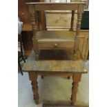 A Victorian pine two tier washstand, the
