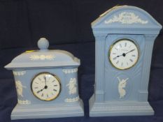 Two Wedgwood blue Jasper ware time pieces CONDITION REPORTS Overall with some general wear, scuffs