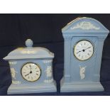 Two Wedgwood blue Jasper ware time pieces CONDITION REPORTS Overall with some general wear, scuffs