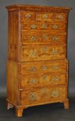 An 18th Century walnut chest on chest, t