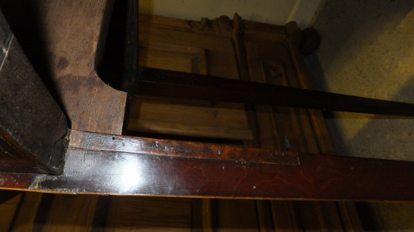 A 19th Century mahogany and inlaid demi-lune fold-over card table of small proportions, on square - Image 11 of 12