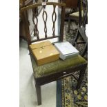 A pair of 19th Century oak framed dining chairs with upholstered seats and a modern CD travelling