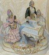 A large capo-di-monte type porcelain figure group depicting musicians in 18th Century dress,
