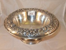 An American silver flower bowl, the rim
