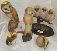 Three Purbeck animal figures, to include