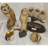 Three Purbeck animal figures, to include