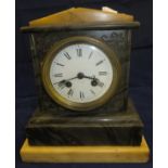 A black marble cased mantel clock with c