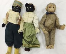 A vintage plush monkey toy in the Steiff