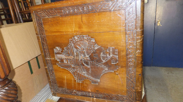 A Far Eastern carved camphor wood trunk with figural decoration CONDITION REPORTS Approx 101 x - Image 3 of 15