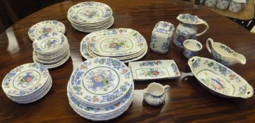 A large collection of Mason's Patent Ironstone "Strathmore" dinner and tea wares to include tea jar,