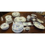 A large collection of Mason's Patent Ironstone "Strathmore" dinner and tea wares to include tea jar,