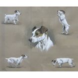 C.H. WOOD "Study of Terrier", watercolou