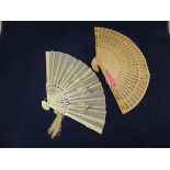 A 20th Century bone and embroidered fan