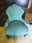 A Victorian upholstered salon armchair o