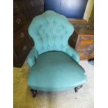 A Victorian upholstered salon armchair o